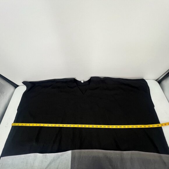 Anchovy Women OS Linen Black Colorblock Kaftan‎ Dress Poncho Oversize V-Neck - Picture 5 of 9